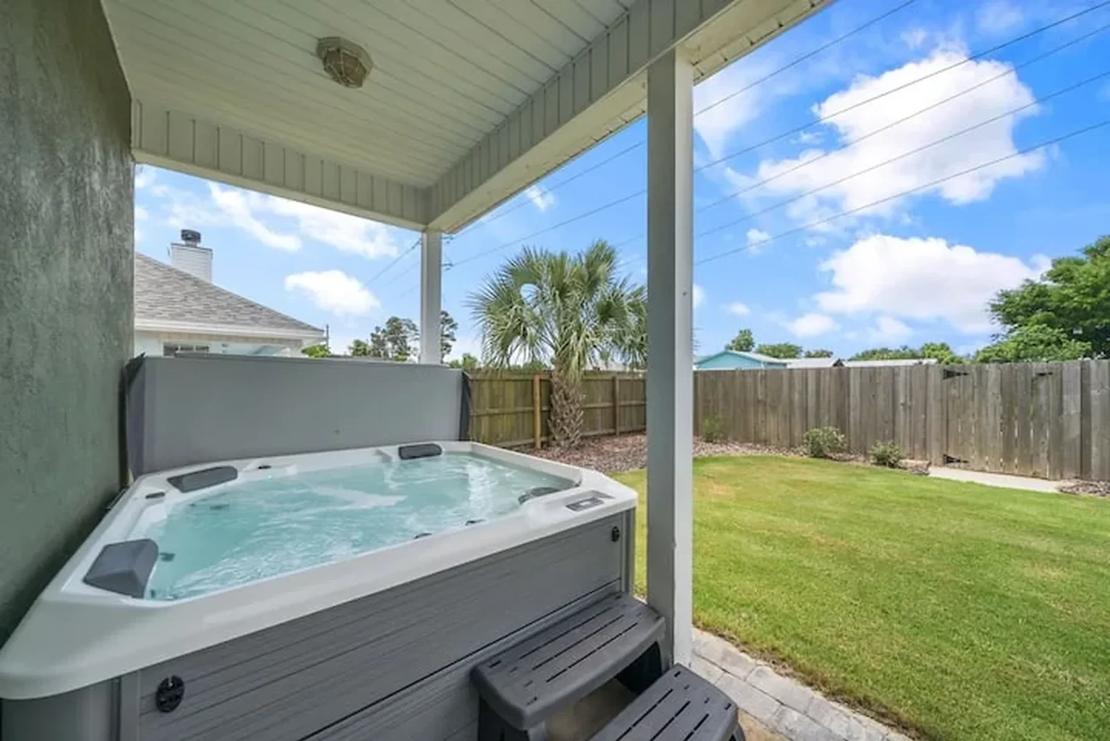 Covered outdoor living space at Seaside Paradise in Panama City Beach